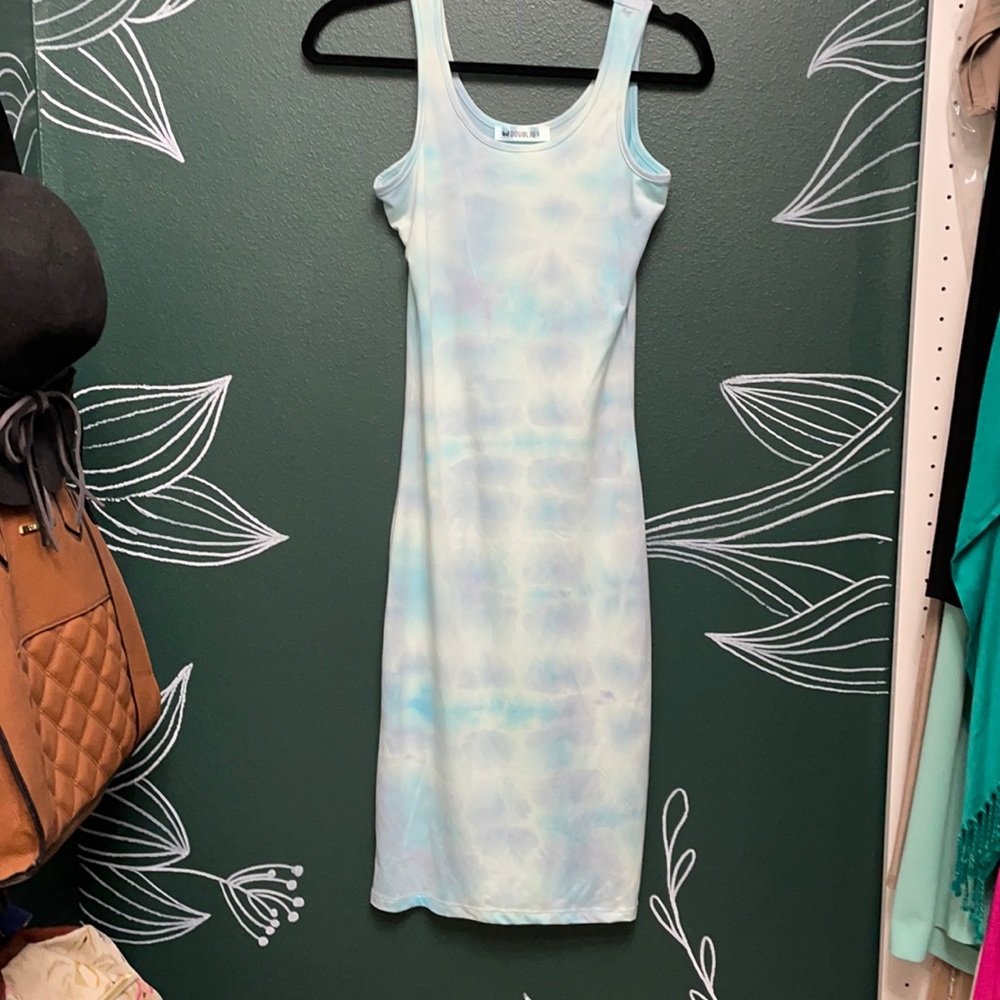 Hand dyed pastel blues body con dress